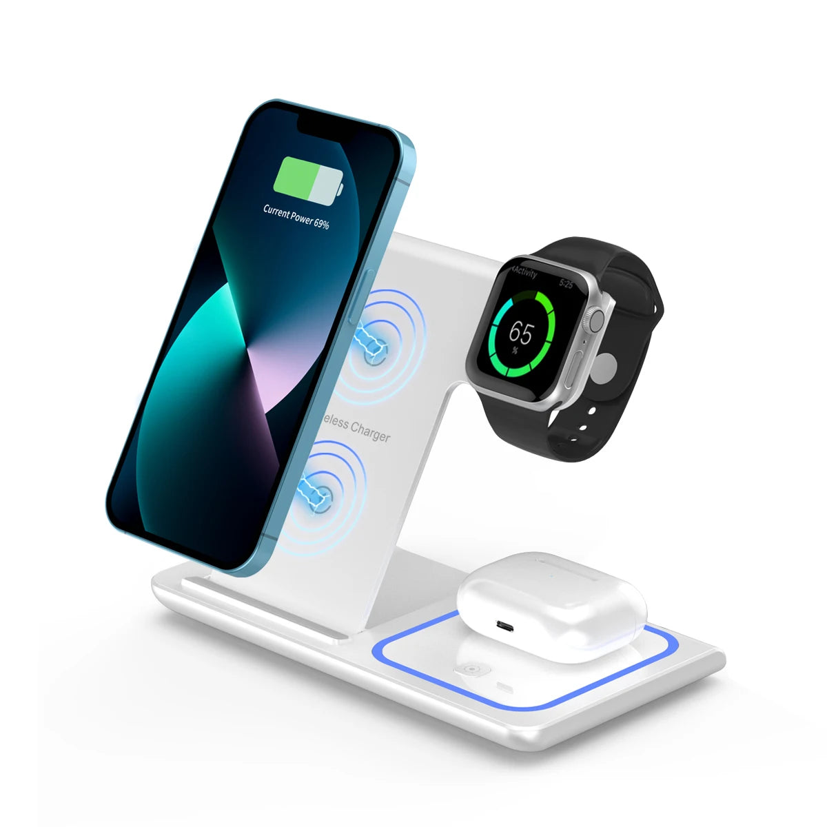 Cargador Inalámbrico 3 en 1 Plegable Compatible con IPHONE-SAMSUNG